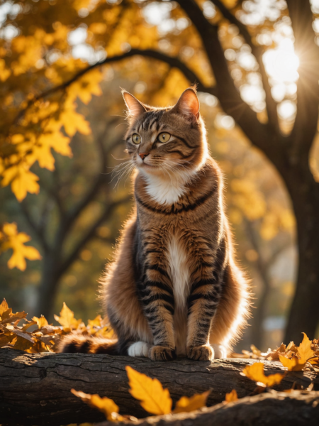 31072685-554464374-photo of a Cat poised gracefully atop an ancient oak tree, autumn leaves fluttering around, golden hour casting long shadows, ba.png